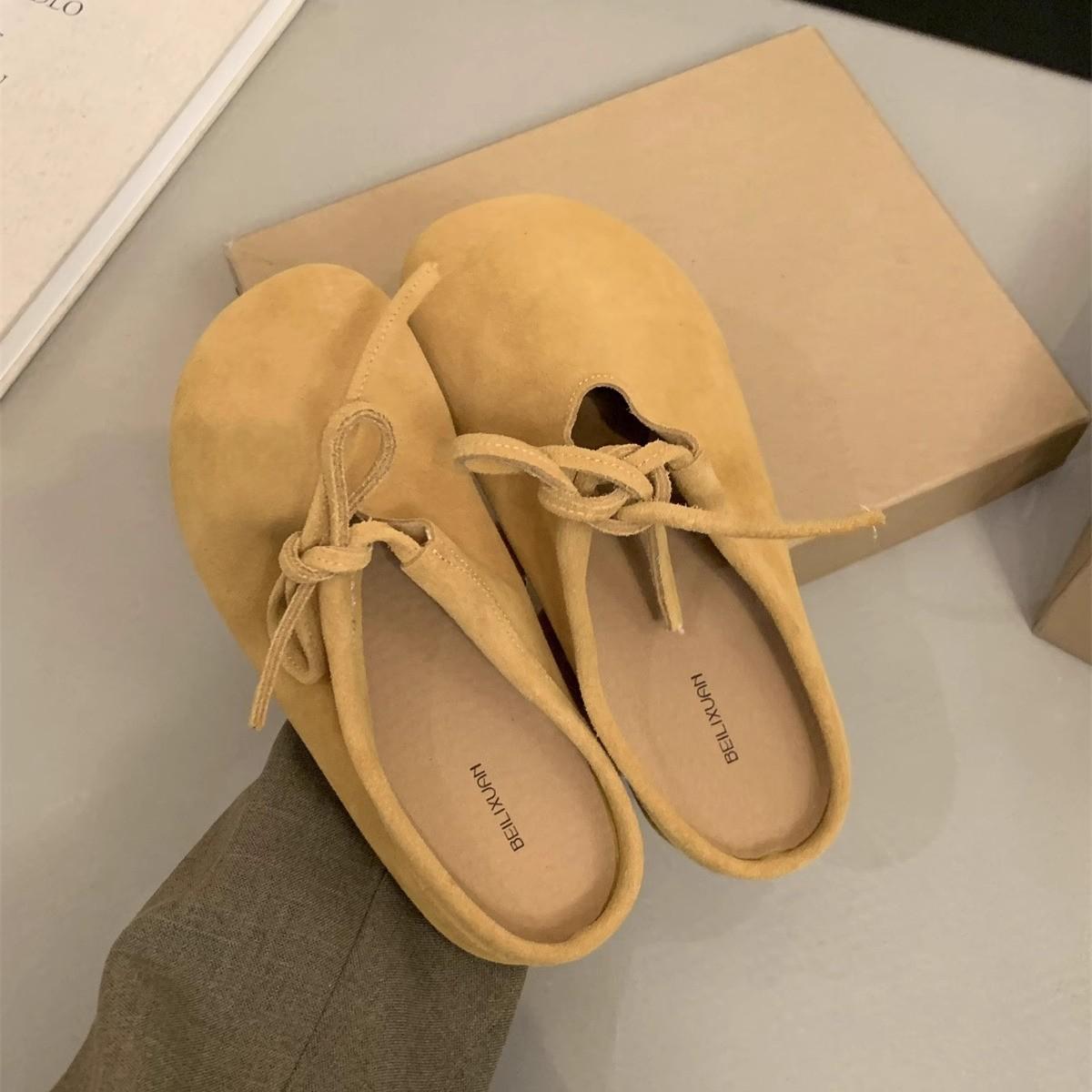 

Чудова версія! М якопідошвові великоголові потворні капці жіночі осінні нові ретро м які на плоскій підошві туфлі-однопедальки 40 жовтий