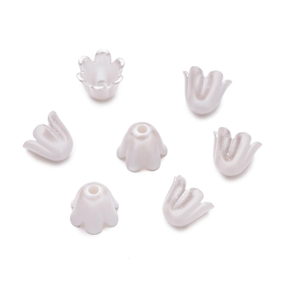 50pcs ABS Artificial Pearls Chime Flowers Beads Spacer Loose Beads for DIY Bracelets Necklaces Jewelry Making Craft Supplies