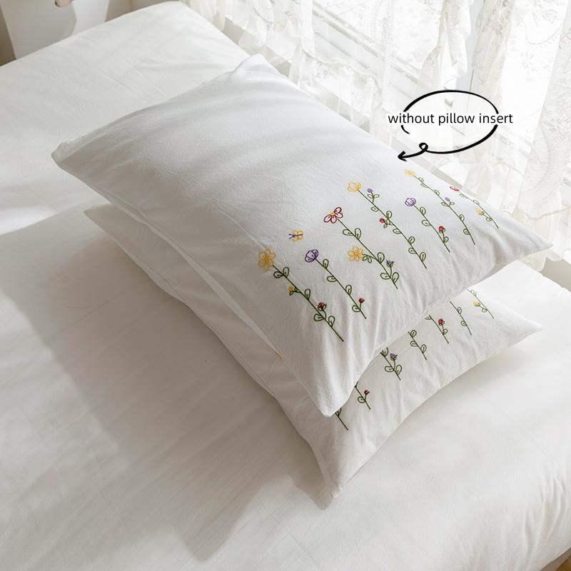 3-częściowy komplet poszewek na kołdrę z haftem (1*Poszwa na kołdrę + 2*Poszewka na poduszkę, bez rdzenia), Pościel z nadrukiem świeżych kwiatów, Miękka i wygodna