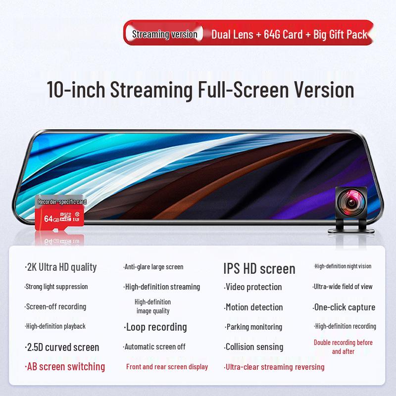 HD Night Vision Dash Cam: Dual Front and Rear Recording, Large Screen, with Parking Monitoring.