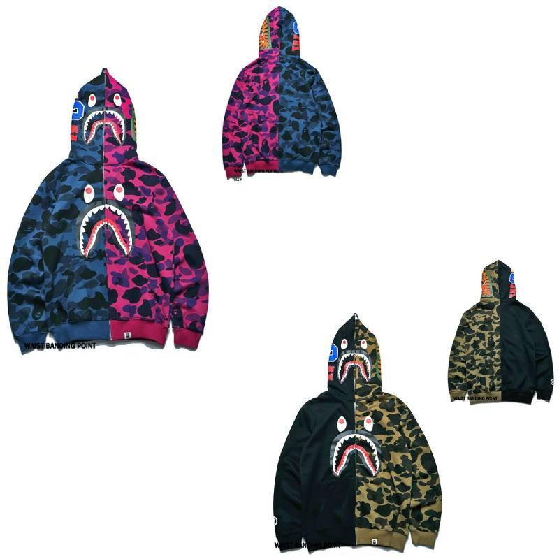 Trendy Shark Head Graphic Hoodie With Stylish Zip-up Design For Youthful Fashion Enthusiasts In Fall