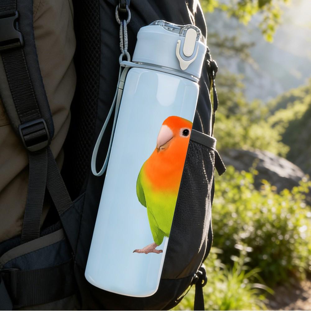1PC Green Parrot Bird Portrait 750ml Color Plastic Sports Water Bottle Leakproof Flip Straw Lid Suitable for Sports Office Home Use