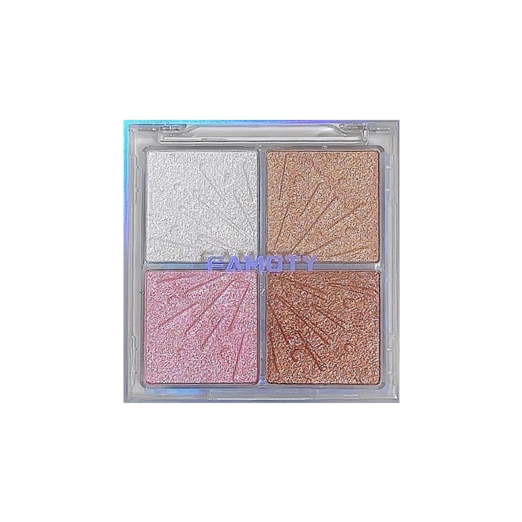 FAMOTY Chasing Light Four-Color Glitter Highlighter Palette for Brightening and Contouring