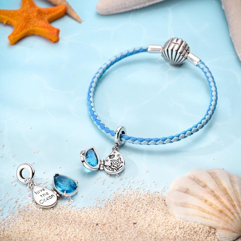 Charms Copper Magical Bule Underwater World Pendants Fit Charms Plata Original Bracelet Beads Women Jewellery Making Diy