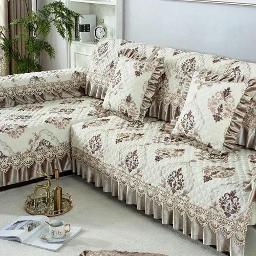 

Четыре сезона универсальные большие чехлы для диванов с юбкой в европейском стиле, нескользящий коврик для дивана, роскошная кружевная подушка для гостиной, полотенце для дивана 40x70cm 3edge 18cm