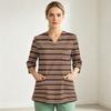 Women's Uniform Top Printed V-Neck 3/4 Sleeve with Single Pocket and Side Slit