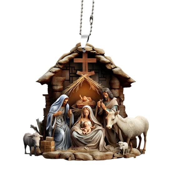 

Подвеска Yousheng с изображением рождественского вертепа, акриловая, рождение Иисуса, рождественское подвесное украшение, праздничный декор, религиозное мемориальное украшение для рождественской елки, каминной полки, автомобиля 4mm F