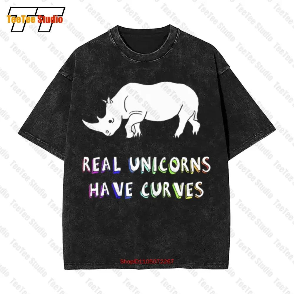 Real Unicorns Have Curves Vintage Oversized TShirt ZKKX S