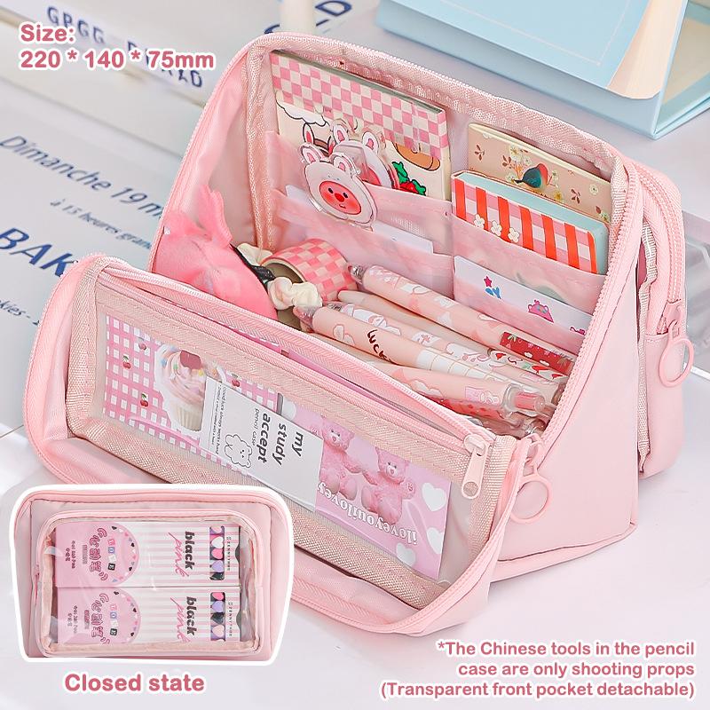 

Пенал большой вместимости 9-слойный двусторонний съемный пенал многофункциональная сумка для хранения простая сумка для канцелярских принадлежностей с откидным верхом