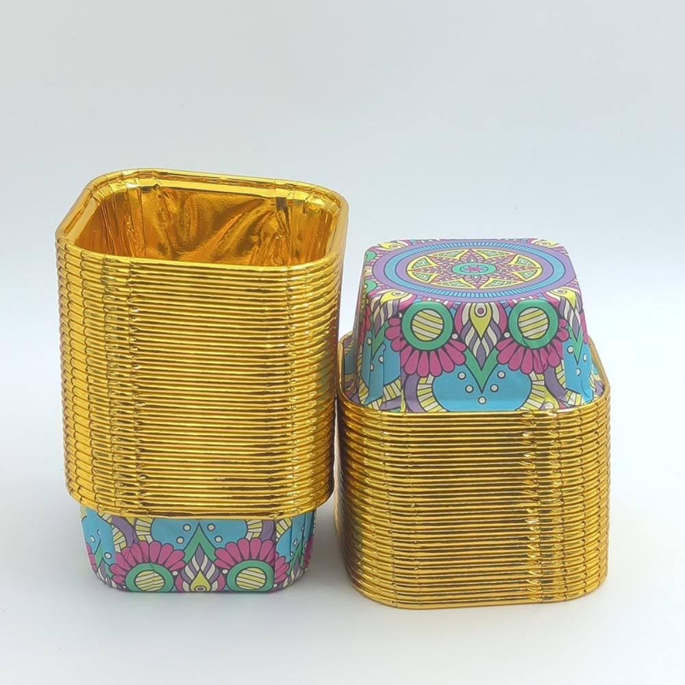 

50 шт. квадратных формочек для кексов, золотистых мисок для хранения закусок, новые формочки для кексов, аксессуары для выпечки C