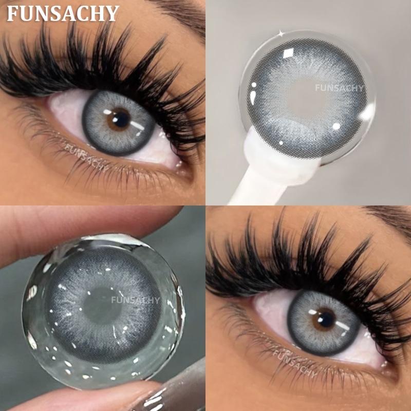 FUNSACHY Natural Contact Lenses 2pcs Blue Green Contact Lenses Color Eye Makeup Gray Pupil and Eyes Color Fashion Beauty Lenses
