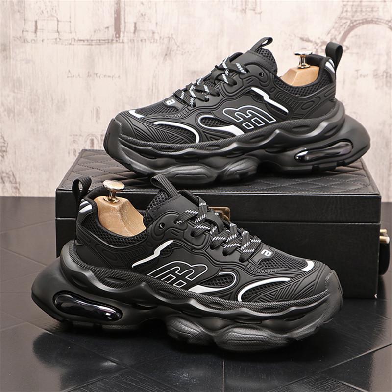 

Высококачественные мужские кроссовки из кожи, повседневная обувь, осень 2024 г., новые дышащие мужские туфли на плоской подошве 38 чёрный