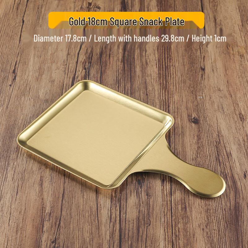 ZISIZ Korean Style Gold Stainless Steel Divided Plate with Handle