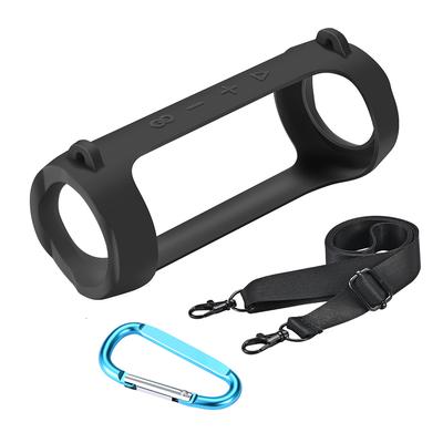Schutzhülle aus Silikon mit Karabiner Wasserdichte Lautsprecher-Schutzhülle Verstellbarer Riemen Tragbar für JBL Flip 6/Flip 5