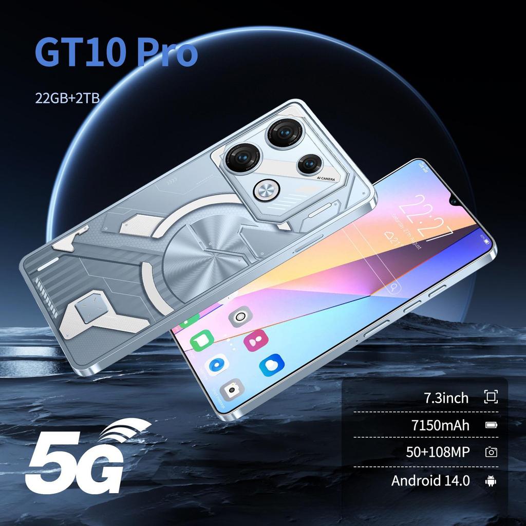 GT10 Pro Smartphone - Dual SIM, Dual Standby, 22GB RAM, 2TB Storage, Android, Global Version