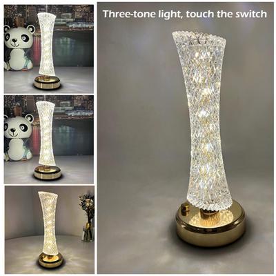 Schnurlose Lampe aus künstlichem Kristall, 3 Farbmodi, Helligkeit einstellbar, batteriebetriebenes LED-Licht mit Touch-Steuerung