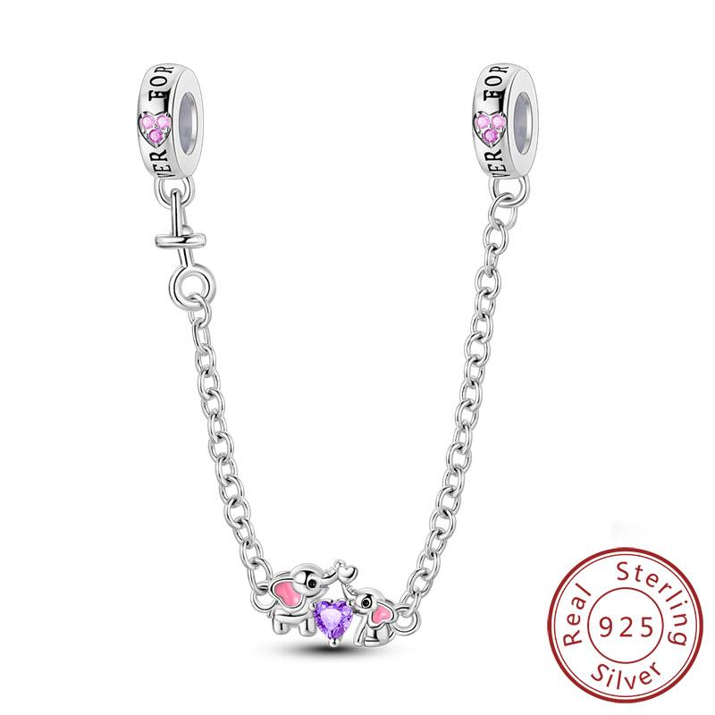 Safety Chain Charms Fit Original Copper Charms Beads Moon Star Butterfly Heart Safety Chain For Women Jewelry Gift