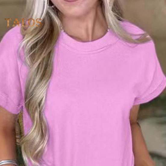 Dámské šaty s krátkým rukávem, ležérní mini šaty s kulatým výstřihem a kapsami, letní mini šaty áčkového střihu