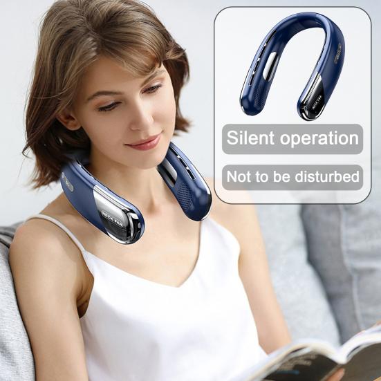 

Yousheng Neck Air Conditioner Охлаждающий вентилятор с 5 скоростями, бесшумный светодиодный дисплей, персональный безлопастной вентилятор для шеи синий