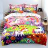 Rainbow Unicorn Fairy Tale Scene Bedding Set for Kids Luxury Gift 3pcs Digital Print Comforter Set Soft Comfortable Breathable