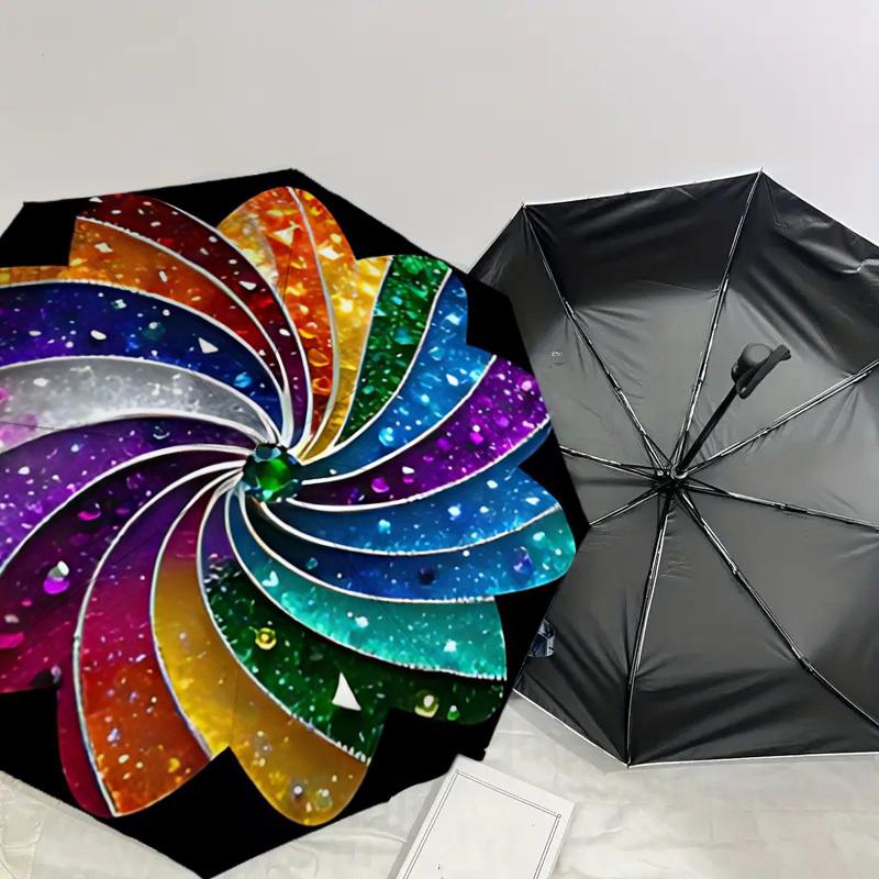 1PC Rainbow Flower Umbrella-8-Rib Reinforced, Automatic Open, Lightweight & Durable, Cute Fashion Accessory for Outdoor-A1261