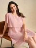 2026 Plus Size Summer Chiffon Cake Skirt Dress - Tummy Concealing, Solid Color