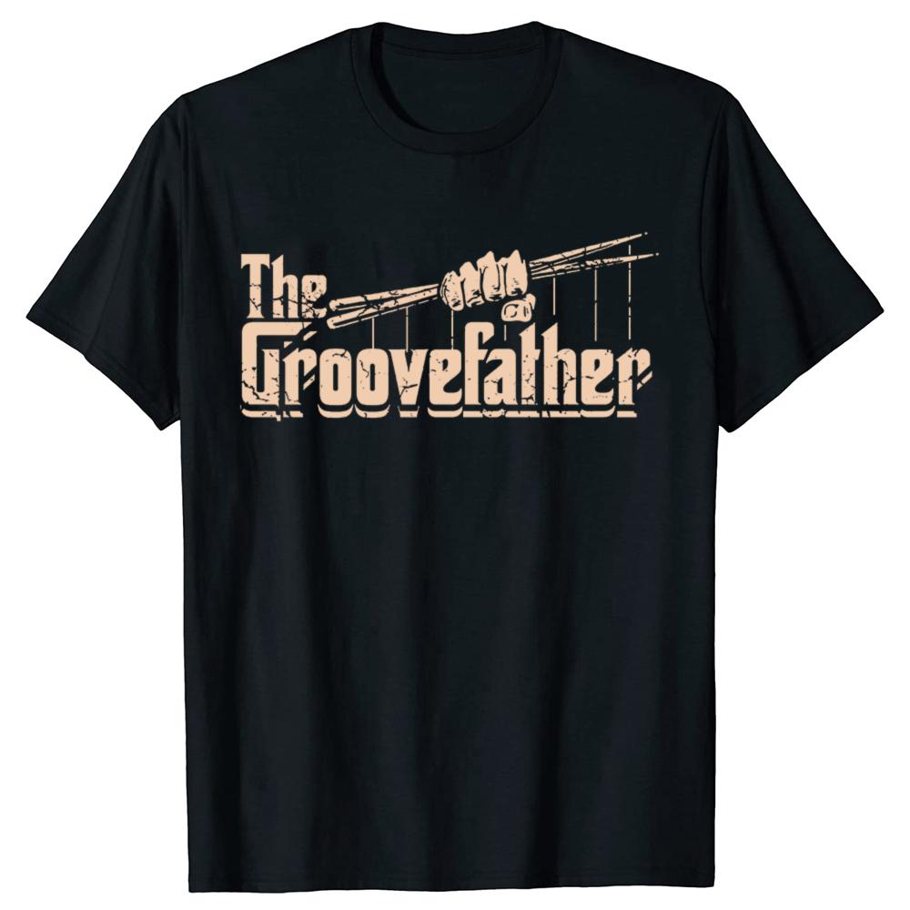 Lustig Der Groovefather Vintage Schlagzeuger Klassische T-Shirts Herren Damenmode Lässiges T-Shirt 100% Baumwolle Locker Übergroßes T-Shirt