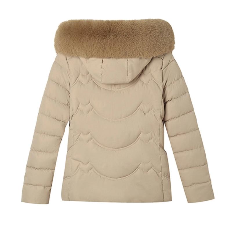 Women’s Short Hooded Windproof Thicken Warm Winter Jacket With Big Fur Collar