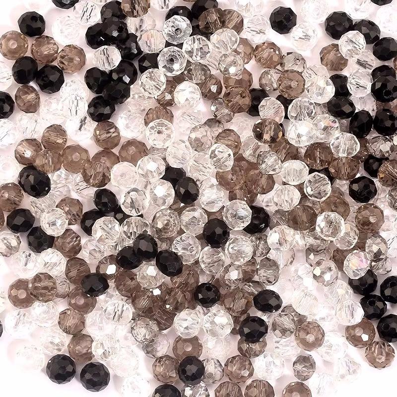 4mm/6mm Briolette Glass Beads Jewelry Making Faceted Rondelle Colorful Crystal Spacer Loose Beads for Bracelet Necklace DIY