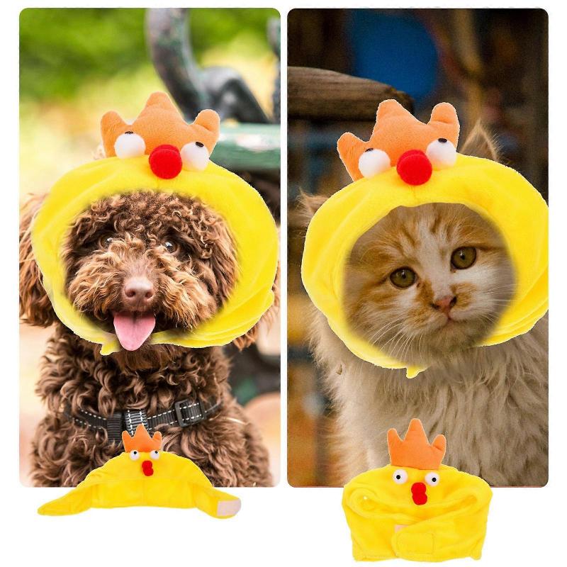 Cartoon Pet Hat Protective Warm Head Cover for Puppy 5Pcs Yellow Decorative