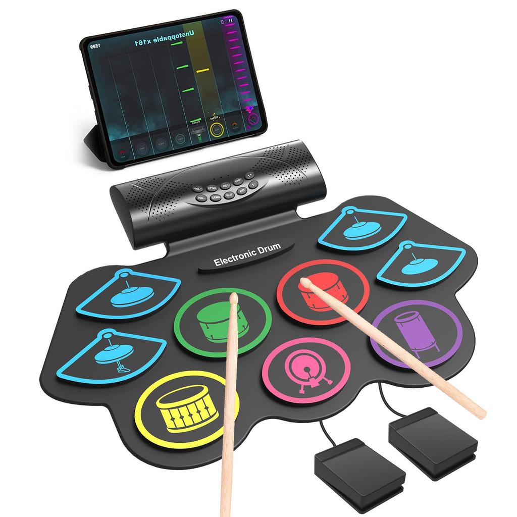OYAYO Electronic Drum 9 MIDI Duration Japanese Instruction Manual Included Set, Pads, Rechargeable, Portable, Beginner-Friendly, Roll-Up Drums,