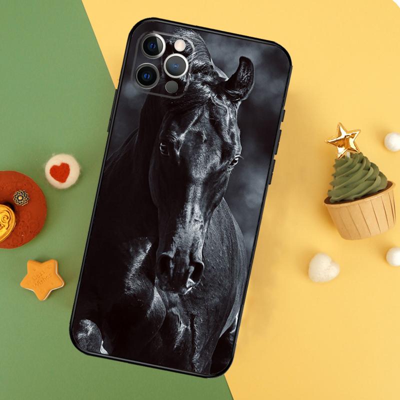 Beautiful Black Horse Phone Case For iPhone 17 16 14 13 12 11 15 Pro Max 12 13 Mini 16E 17 Air Shockproof Cover