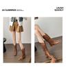 Botas Western Cowboy Bordadas de Couro Macio Femininas - Marrom Retrô Cano Médio Estilo Deserto de Verão (2025)
