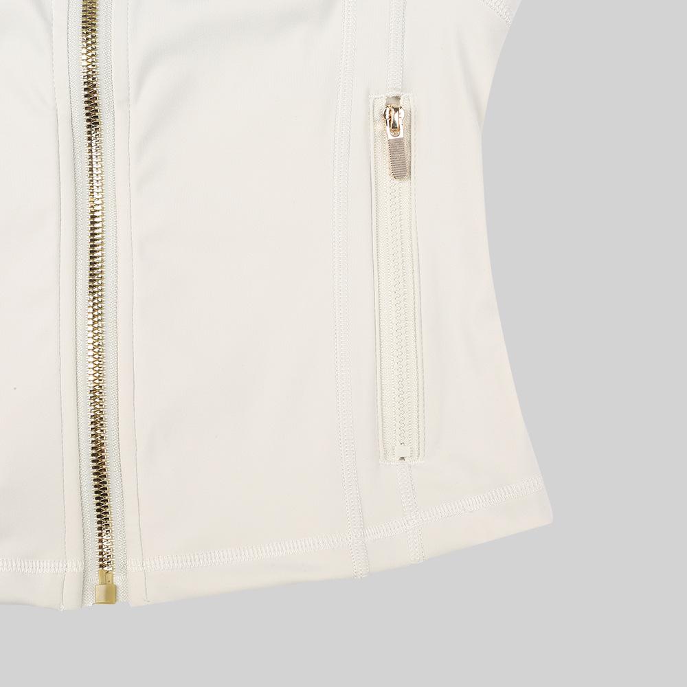 LULULACIE Women's Gold Zipper Stand-up Collar Slim Fit Sports Jacket