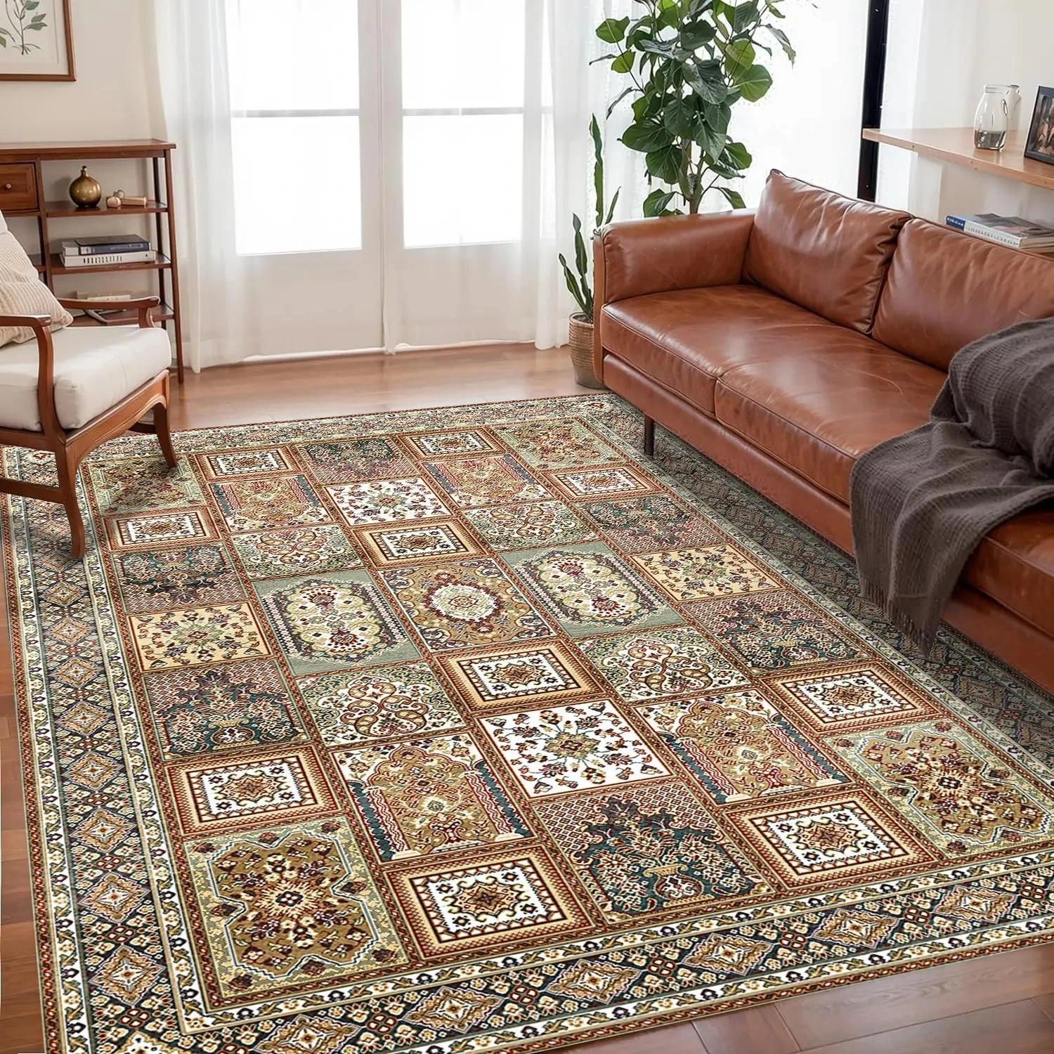 

Vintage Ethnic Rug Stain-Resistant and Durable Bedside Rug for Bedroom, Sofa and Recliner Rug for Living Room Home Decor 80x160cm 31x63inch