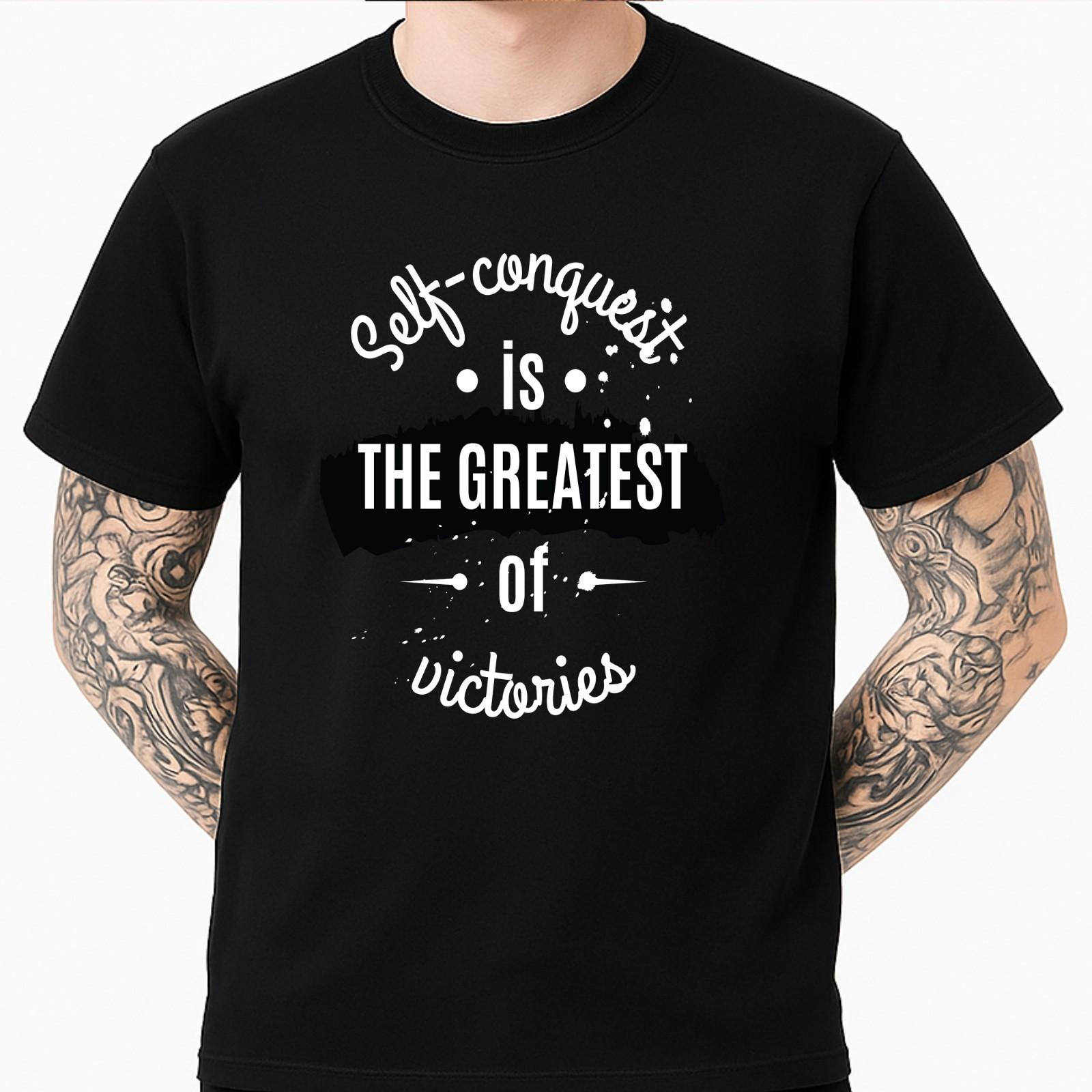 Inspirational Quote TShirt Self Conquest Motivational Victory Saying Graphic Tee S