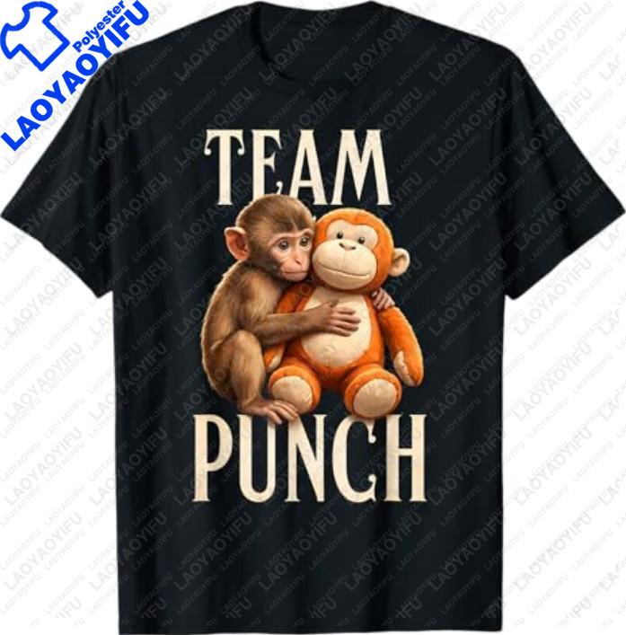 

Monkey Punch Baby Monkey Holding A Plush Toy Emotional Tshirt for Menwomen Casual and Fashionable Print Streetwear Style S