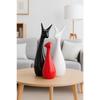 Home Decor Lucky Deer Statue Family Piano Finish Ceramic Figures - (Set of 3, Red Black, White)