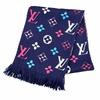 Great LOUIS VUITTON Scarf Escalp Logo Mania Navy Wool Women M70899 Used