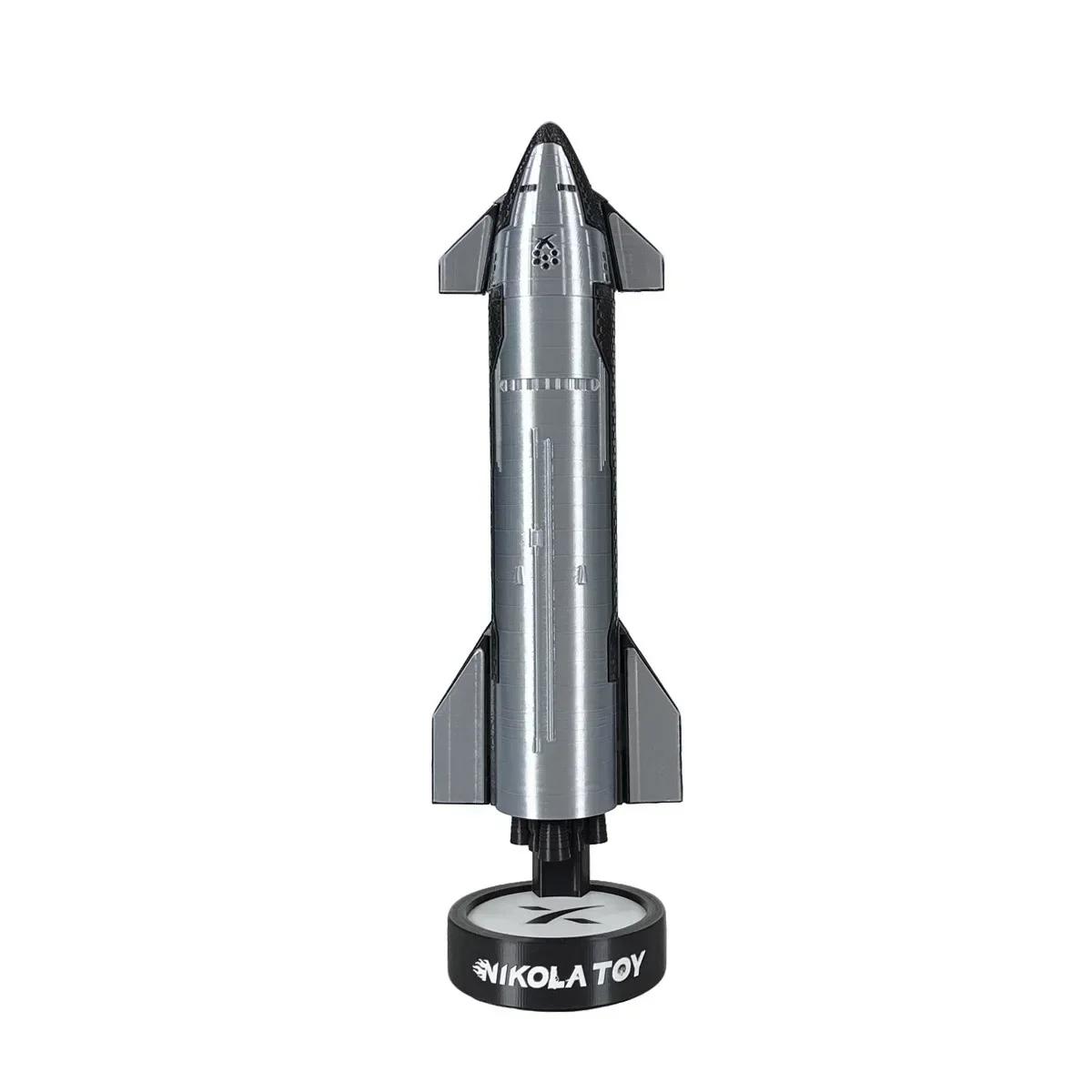 

NIKOLATOY 3D Printed Hardcore SpaceX Starship Model 1:200 with Tail Flame Effect Gift for Decorative Accessories белый