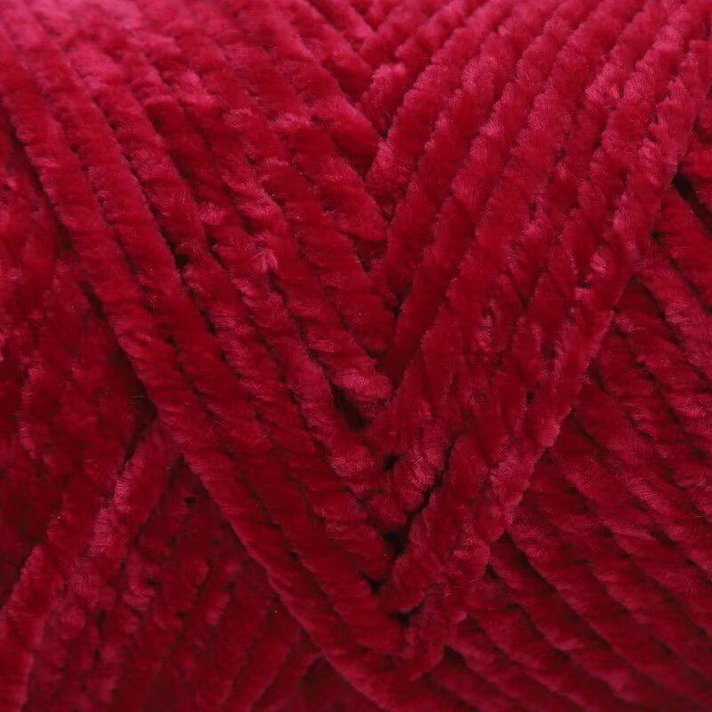 3 Strands Glossy Velvet Hand-Woven Thread Woven Scarf Doll Blanket Chenille Thread Segment Dye 100G Ball