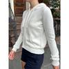 Modische und schlichte einfarbige Sweatshirt-Jacke mit langen Ärmeln, Woll-Damenbekleidung, 2025 Herbst und Winter, mit Kapuze, kurz, vielseitiges Oberteil