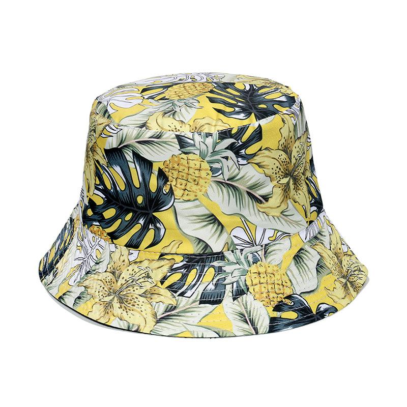 Unisex Vegetables Fruits Print Bucket Hats For Women Girls Summer Double-Sided Foldable Panama Sun Hat Fruit Bob Fisherman Caps