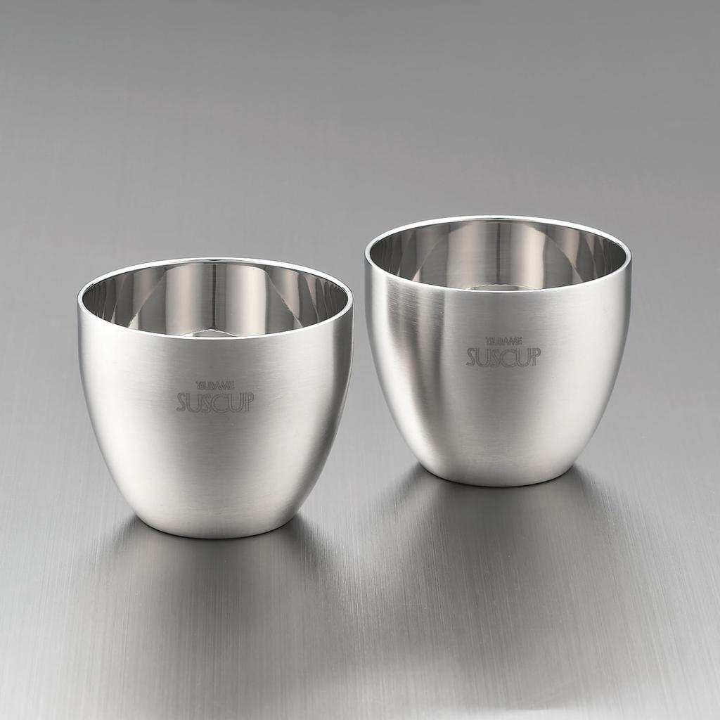 Nagao Tsubame-Sanjo Sake Cup Pair Set, Sakura Steel, Diameter 6cm X Height 5cm, 18-8 Stainless Steel Double-Walled Construction, Made In Japan