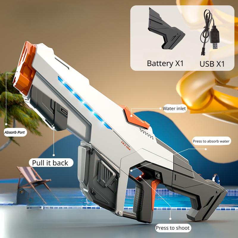 Electric Water Gun Automatic Continuous Shooting Water Gun Large Capacity Rapid Shooting Summer Beach Pool Toy Pink Gun Boy Gift