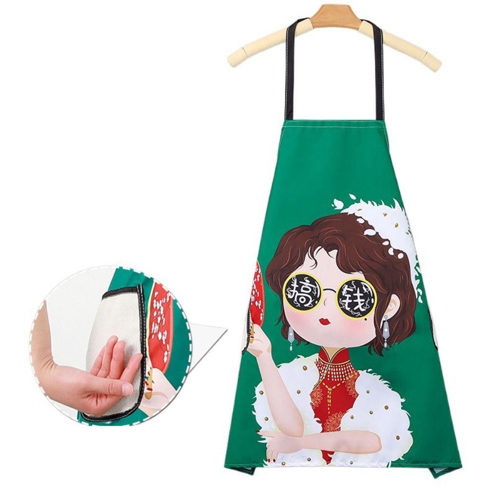 

Cartoon Kitchen Apron Breathable Cooking Apron Cooking Accessories Waterproof Apron Cooking зелёный