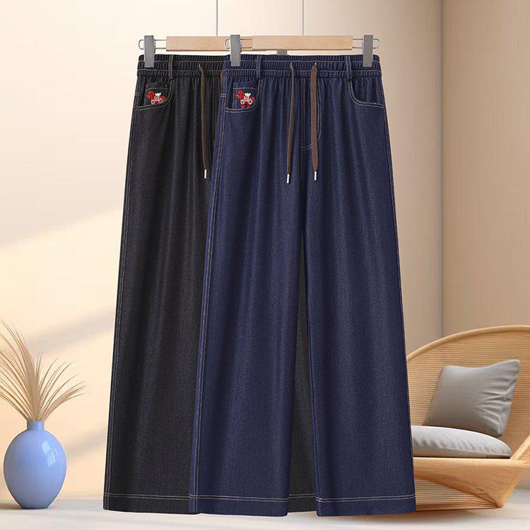 

2026 Summer Women s Slimming Tencel Denim Pants: High Waist, Straight Leg, Loose Fit 5XL (suggested 140-145 jin) чорний
