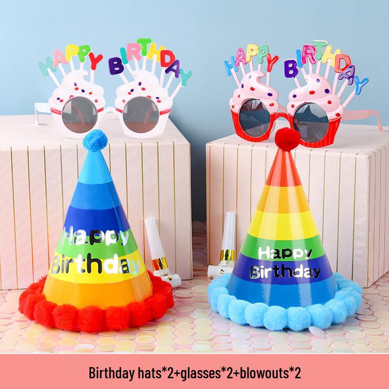 Funny Birthday Party Glasses & Baby Hats - Perfect Photo Props & Cake Decoration