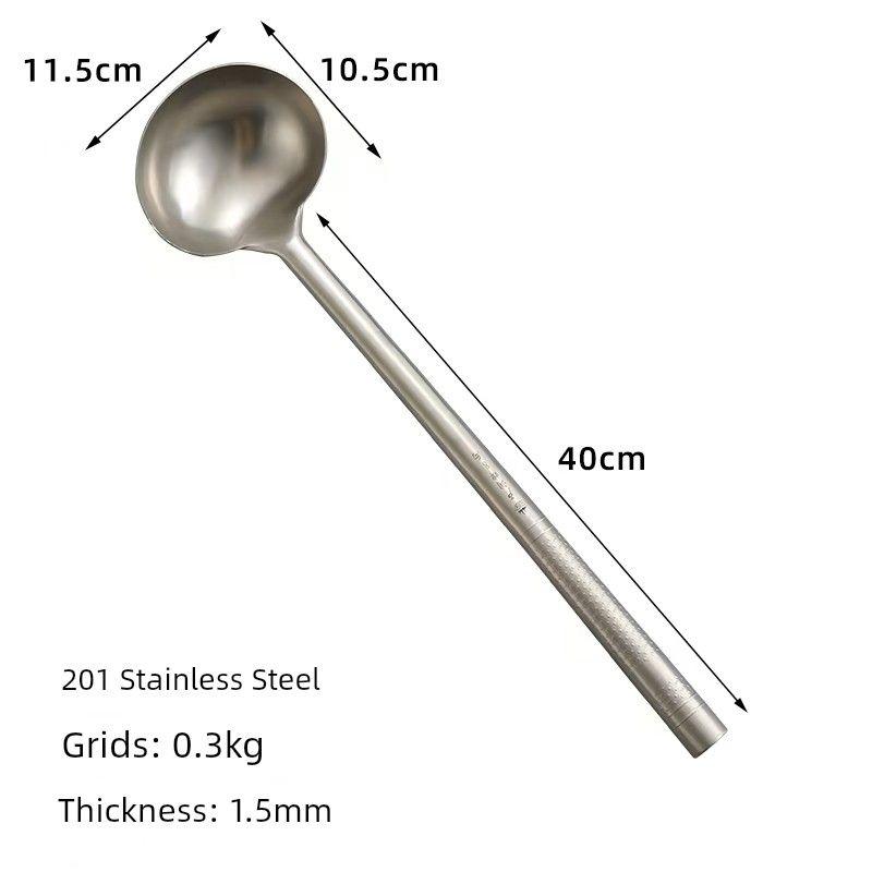 Long-Handled Spoon 304 0.4kg Commercial Stainless Steel Spoon Long-Handled Cooking Spoon Soup Spoon Chef s Special Spoon [Food Grade 0.3kg Spoon] [40cm Steel Handle]