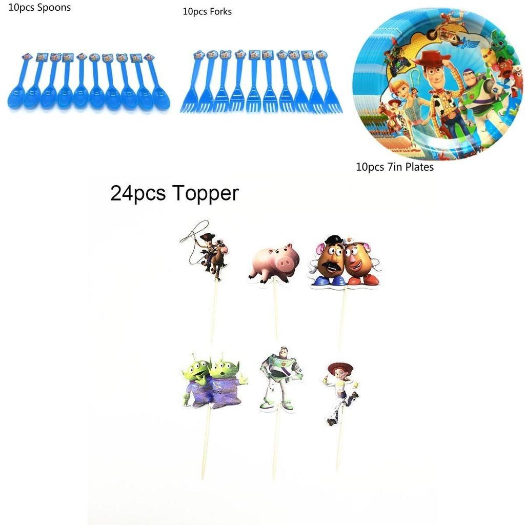 Toy Story Buzz Woody Bo Peep Geburtstagsfeierzubehör mit bunten Tellern, Bechern und Bannern für die ultimative Feier